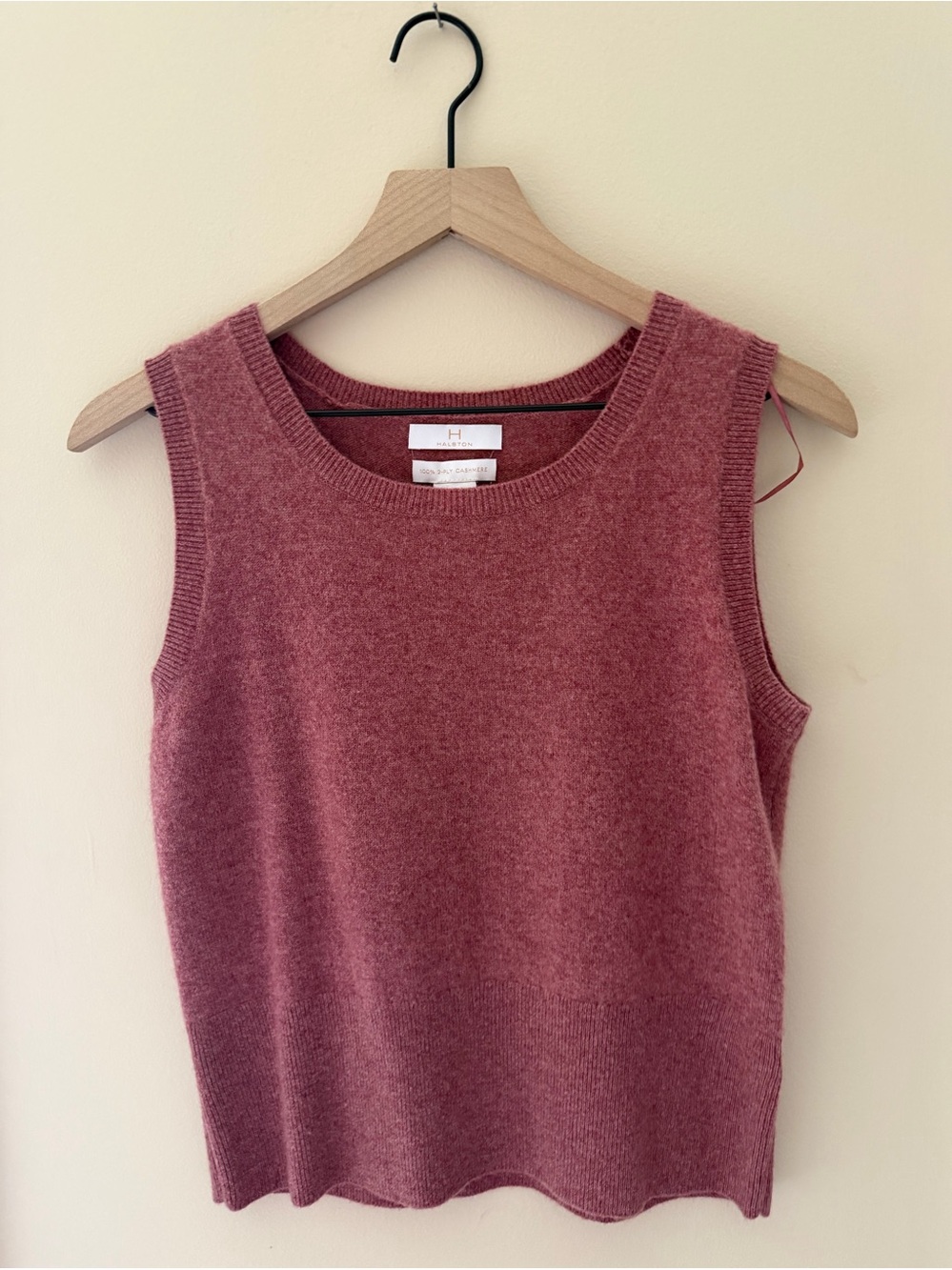 Halston Heritage Dusty Rose/Craberry Cashmere-Blend Sleeveless Knit Tank